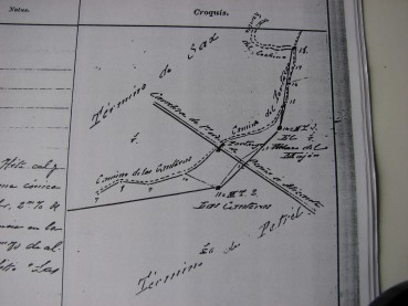 Plano de la línea de término Sax-Petrer a su paso por la carretera de Ocaña.