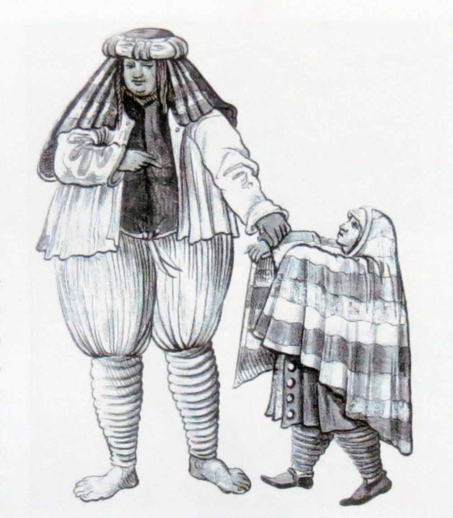 Mujer y niña morisca ataviadas con su indumentaria característica. (Dibujo realizado por C. Weiditz, 1529).