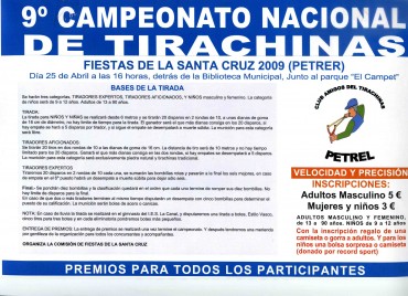 Cartel del 9ª Campeonato Nacional de Tirachinas. Pueden leer las bases de participación.