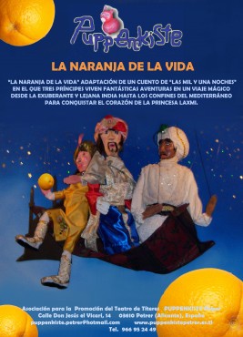 Cartel promocional de la obra "La naranja de la vida".