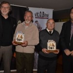 Homenajeados José Navarro y Helios Payá junto a los Concejales de Cultura de Elda y Petrer