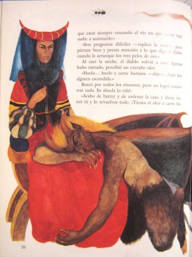 Página del cuento Los Tres Pelos de Oro del Diablo de los hermanos Grimm Ilustración de Alexander Koshin