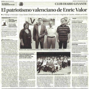 Crònica al diari Levante EMV sobre un acte dedicat a l'escriptor Valor