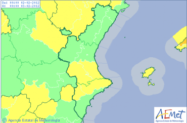 La Agencia Estatal de Metereología ha activado la alerta amarilla en el interior de la provincia de Alicante.
