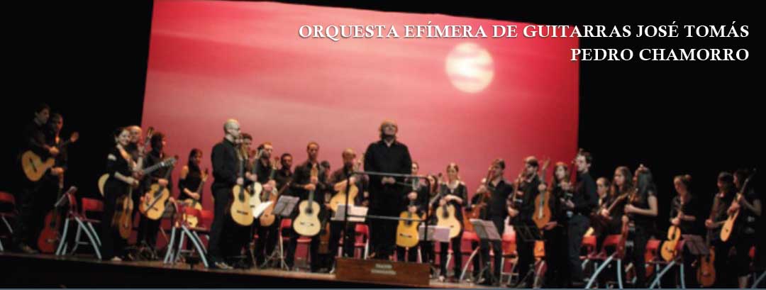 La Orquesta Efímera José Tomás se conforma cada año con cerca de 35 guitarristas de todo el mundo.