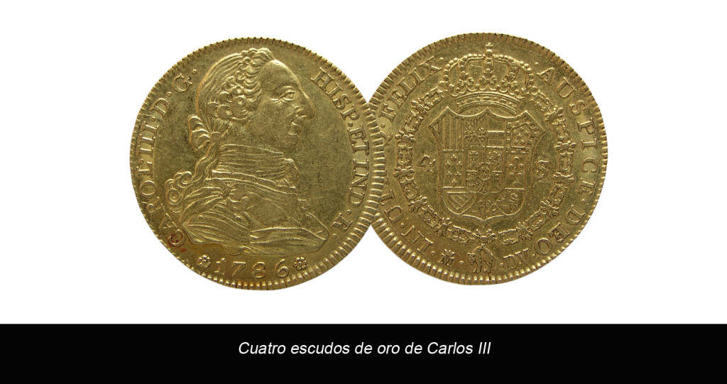 cuatro escudos de oro de Carlos III
